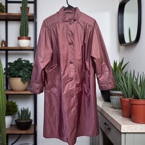 Vintage Chiango Fleet Street Rain Trench Coat Womens Size 10P Metallic Rose